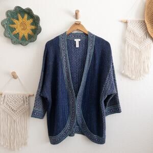 Chico's Blue Wool Mohair Blend Open Front Cardigan Size 2 Medium